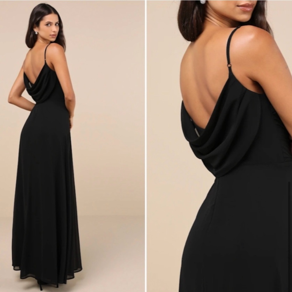 Lulu's Black Cowl Neck Maxi Dress